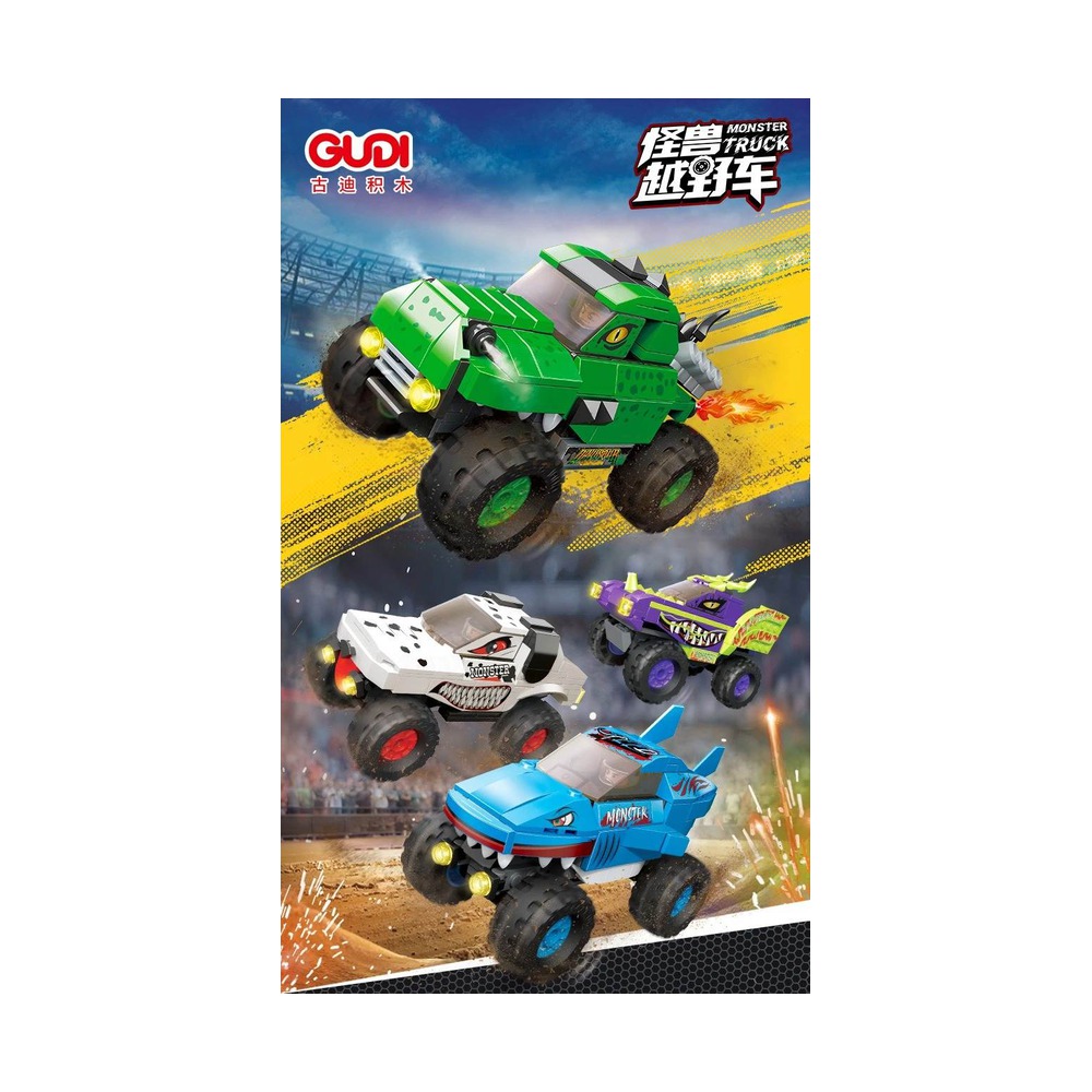 GUDI 10706 Monster Off-Road Vehicle 4-Pack