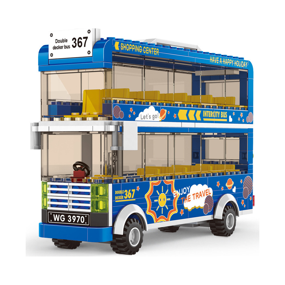 WANGE 3970 Small Double-Decker Bus Blue